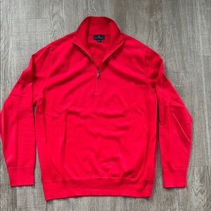 NWOT Brooks Brothers Red Quarter-Zip Cotton Sweater- Size Large